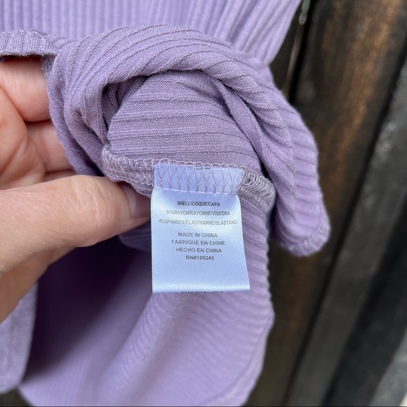 Bobeau Purple Ruffle Ribbed Tank Top Sz M - Picture 4 of 8
